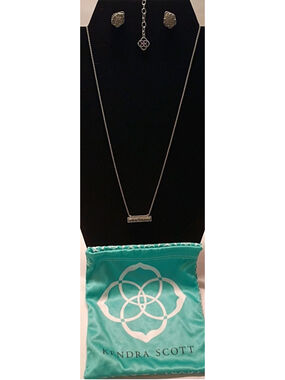 KENDRA SCOTT-LEANOR-Platinum DRUZY Necklace & TESSA Earrings-Minimalist Set